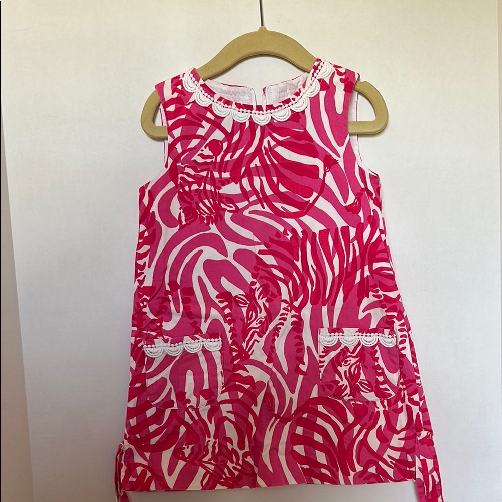 Lilly Pulitzer Pink and White Sleeveless Dress with zebra accents